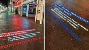 zVg Mit diesen beiden Botschaften wollte die Landes-SPÖ den Gehsteig vor der Landesparteizentrale ...