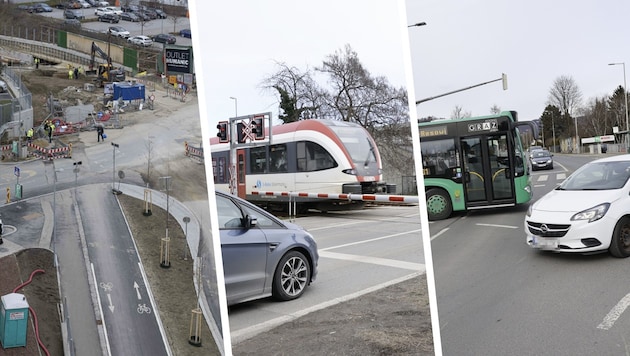 Drei Brennpunkte der Grazer Verkehrsplanung: Unterführung Peter-Tunner-Gasse, Bahnübergang ...