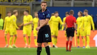 Fassungslose Blicke: Inter Mailand (im Bild: Davide Frattesi) schied in der Champions League ...