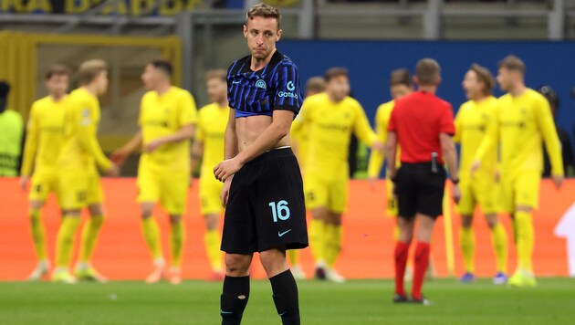 Fassungslose Blicke: Inter Mailand (im Bild: Davide Frattesi) schied in der Champions League ...