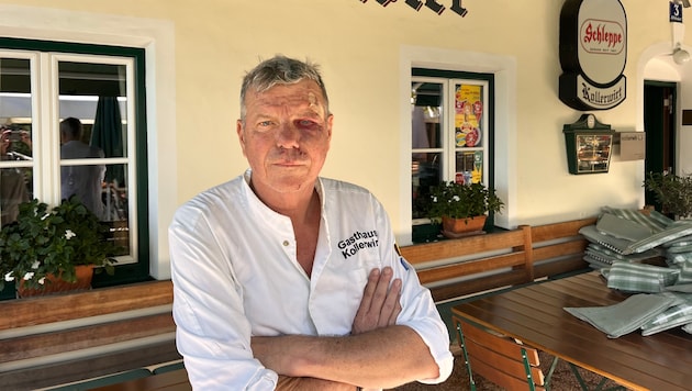 „Kollerwirt“ Tom Soete nach dem Überfall im Sommer 2024.