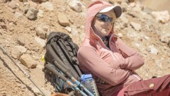 Stefanie Eigner auf dem Aconcagua in den argentinischen Anden, mit 6961 Metern der höchste Berg ...