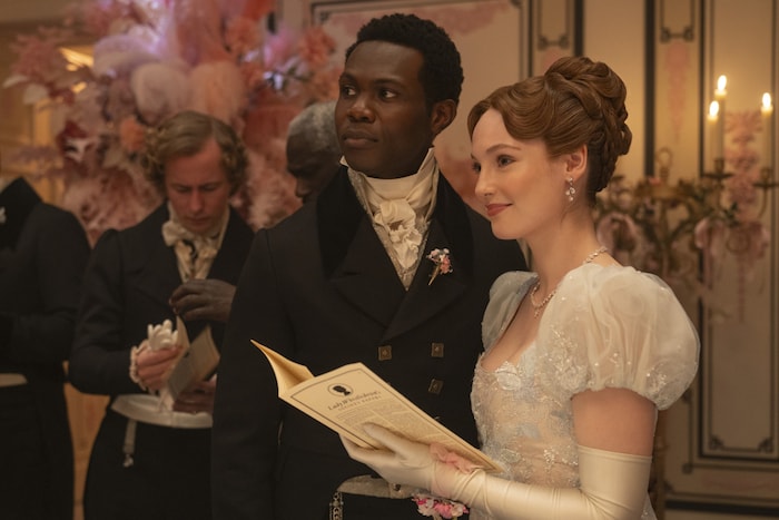 Francesca Bridgerton (Hannah Dodd) trauert im zweiten Teil von Staffel 4 um ihren Ehemann John ...