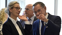 Alice Weidel und Tino Chrupalla, die beiden Spitzen der AfD, haben Grund zur Freude.