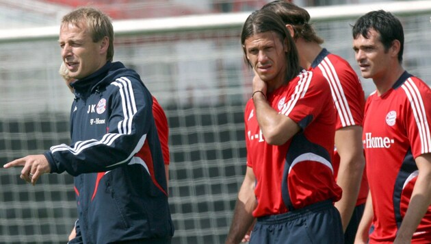 Martin Demichelis (M.) hier mit Jürgen Klinsmann und Willy Sangol