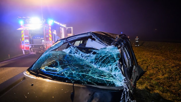 Einer der drei beteiligten Unfallwagen.