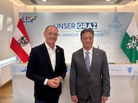 Stadtparteiobmann Axel Kassegger (li.) und Spitzenkandidat René Apfelknab haben ein großes Ziel: ...