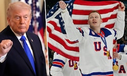 Eishockey-Olympiasieger Brady Tkachuk (re.) ist wohl nicht gut auf US-Präsident Donald Trump zu ...