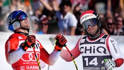 Marco Odermatt feierte seinen 54. Weltcupsieg, Vincent Kriechmayr (r.) wurde Vierter.
