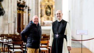 Abt Pius mit dem ehemaligen Steinmetzmeister und späterem Gendarm Anton Muhr. 