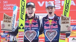 Jonas Schuster (l.) schaffte es erstmals aufs Weltcup-Stockerl, Stephan Embacher (r.) verpasste ...