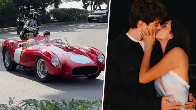 Charles Leclerc chauffierte seine Herzdame nach der Hochzeit mit einem Ferrari-Oldtimer durch ...