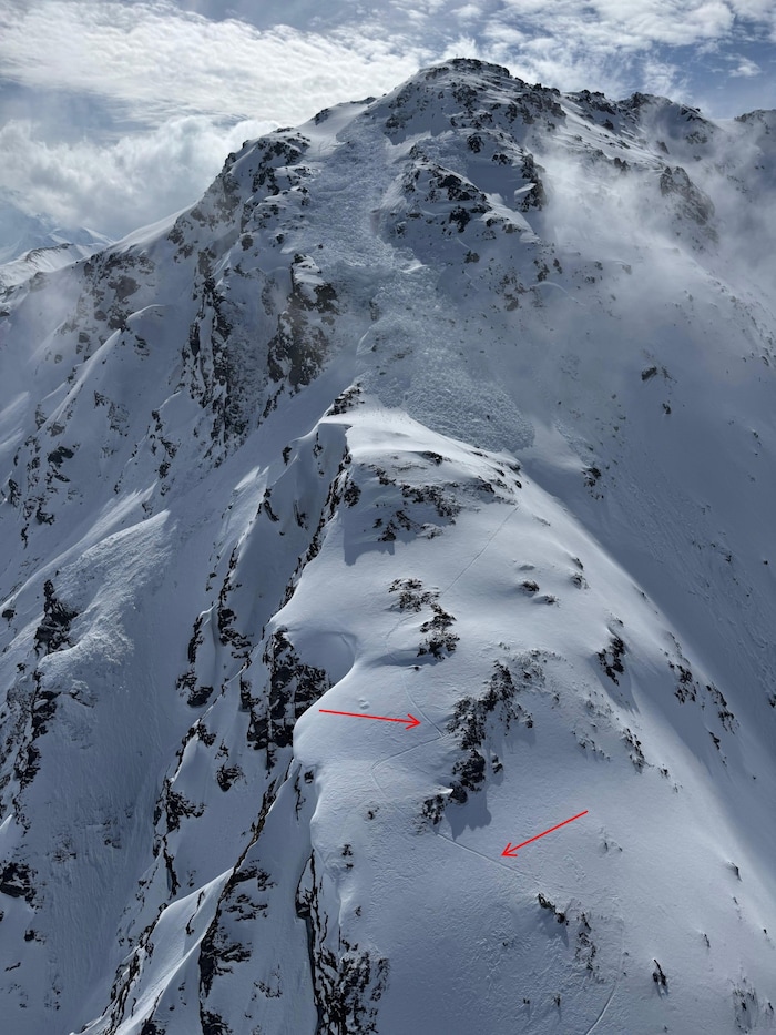 Clear traces of an ascent were visible below the avalanche.