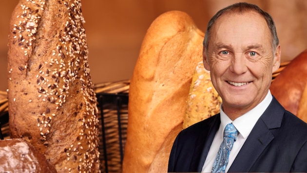 FPÖ-NR Peter Wurm stellt sich hinter die Bäcker und präsentiert Forderungen.