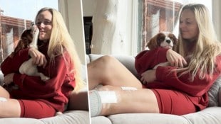 Hund „Chance“ spendet Vonn Trost und Kraft in der Reha.