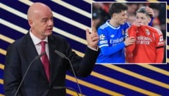 FIFA-Boss Gianni Infantino (li.) nahm den Rassismus-Vorfall um Benfica-Profi Gianluca Prestianni ...