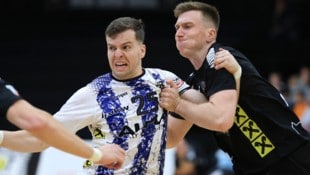 Hards Marc-Andre Haunold (l.) will sich mit seinen Kollegen erneut gegen Graz durchsetzen.