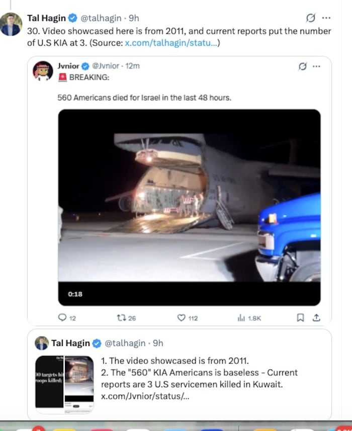 „560 Amerikaner starben für Israel“, heißt es zu diesem Bild. In Wahrheit stammt die Aufnahme ...