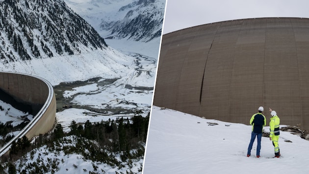 Die mächtige Staumauer ist 725 Meter lang und 131 Meter hoch.