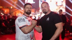 Österreichs Armdrücker-Aushängeschild Markus Liebminger (re.) und Armwrestling-Austria-Obmann ...