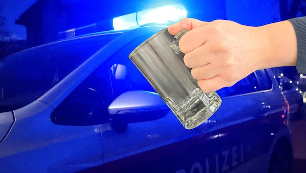 Mit einem Bierkrug wurde das Schaufenster zerstört. Die Polizei konnte den Verdächtigen ...
