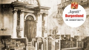 Innenansicht der Synagoge in Eisenstadt vor dem Jahr 1938.