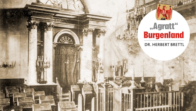 Innenansicht der Synagoge in Eisenstadt vor dem Jahr 1938.