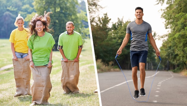 Bewegungsspiele wie Seilspringen oder Sackhüpfen sind ein effektives Workout.