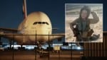 Gestrandete Emirates-Maschine in Los Angeles. Kleines Bild: die gerettete US-Pilotin