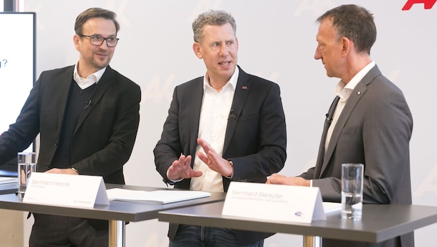 Studienautor Andreas Niederl mit Vorarlbergs AK-Präsident Bernhard Heinzle und ...