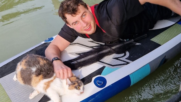 Die Katze war nervös, aber am Ende glücklich über ihre Rettung.