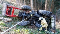 Abgestürzter Traktor. 