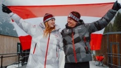 Der Klagenfurter Markus Aigner mit Paraski-Kollegin Veronika Aigner in Cortina.
