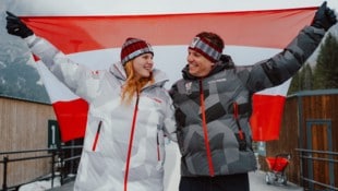 Der Klagenfurter Markus Aigner mit Paraski-Kollegin Veronika Aigner in Cortina.