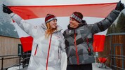 Der Klagenfurter Markus Aigner mit Paraski-Kollegin Veronika Aigner in Cortina.