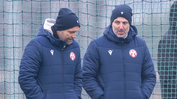 Anfang Februar holte Coach Ferdl Feldhofer (re.) in Wolfsberg mit dem GAK beim 2:2 einen Punkt.