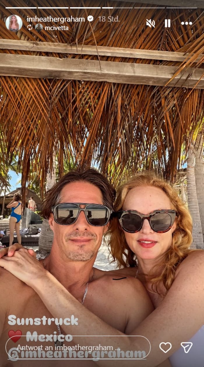 Mit diesem Selfie machten Michele Civetta und Heather Graham ihre Liebe öffentlich.