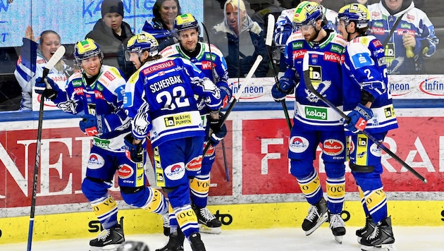Kevin Hancock, Nikita Scherbak und Alex Wall (v. l.) wollen auch in Linz jubeln.