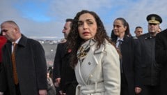 Präsidentin Vjosa Osmani im Jänner bei einer Gedenkveranstaltung zum Massaker von Racak