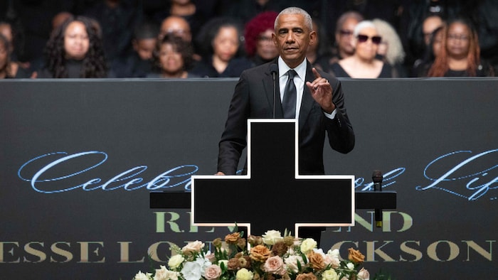 Ohne Trump in jedem Satz direkt zu nennen, ließ Obama keinen Zweifel daran, wen er für die ...