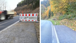 Der Abschnitt im Oktober des Vorjahres (re.) und beim jüngsten Lokalaugenschein (li.)