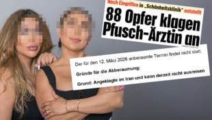 Oben rechts die „Krone“-Schlagzeile zur Mega-Anklage. Die beiden iranisch-stämmigen ...