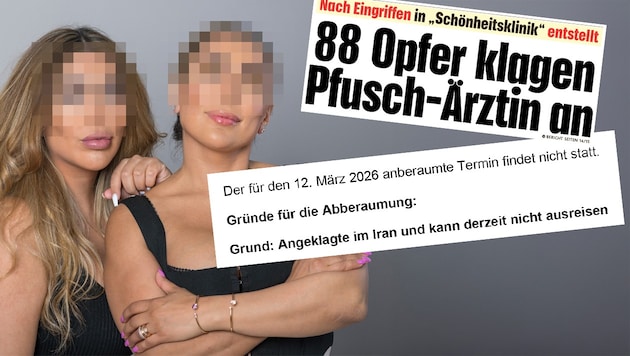 Top right: the "Krone" headline on the mega-indictment. The two Iranian-born "botched" sisters ...