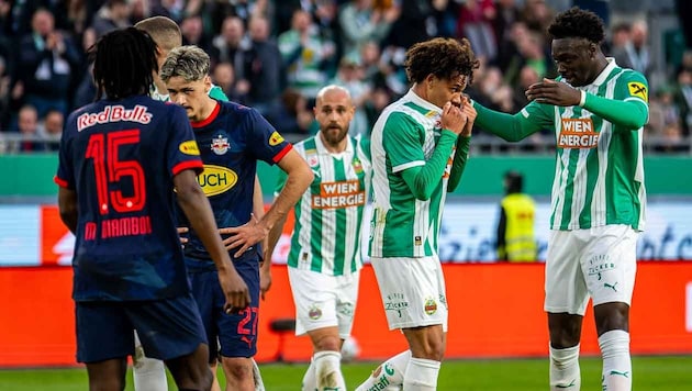 Janis Antiste (2nd from right) scored the winning goal for Rapid.