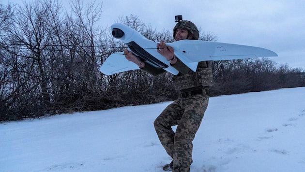 A Ukrainian reconnaissance drone