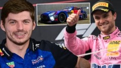 Max Verstappen und Lucas Auer teilen sich einen Mercedes-AMG, der mit einem Red-Bull-Branding ...