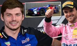 Max Verstappen und Lucas Auer teilen sich einen Mercedes-AMG, der mit einem Red-Bull-Branding ...