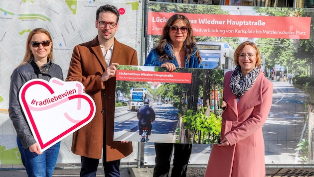 NEOS-Wien-Mobilitätssprecherin Angelika Pipal-Leixner, Margareten-Bezirksvorsteher Michael ...