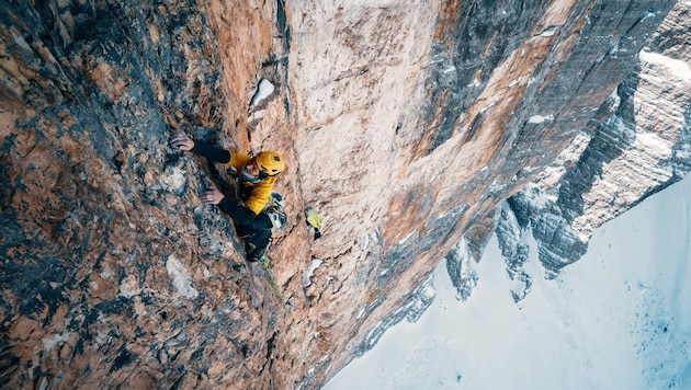 Simon solo in der Route „Phantom der Zinne“