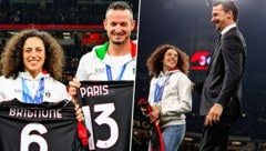 Federica Brignone und Dominik Paris wurden von Milan-Legende Zlatan Ibrahimovic geehrt.